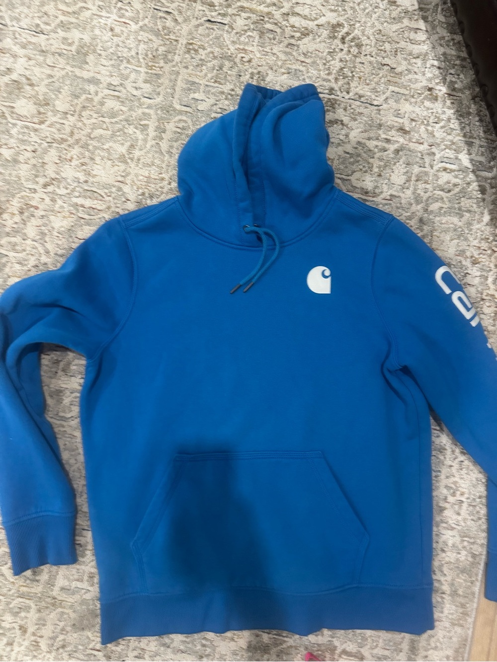 Carhartt Women’s Blue Logo Hoodie Sweatshirt Size L